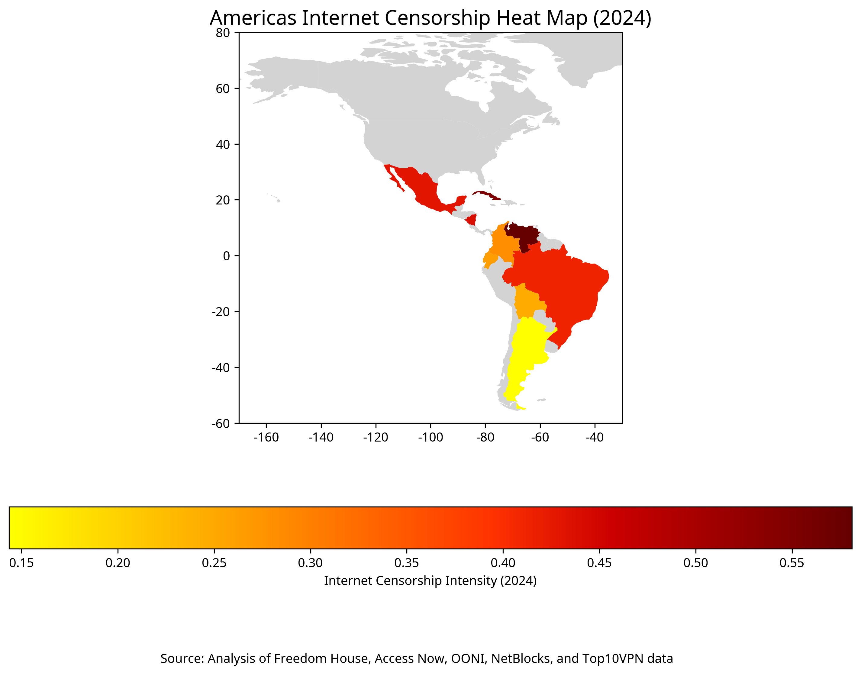 Americas Internet Censorship Heat Map